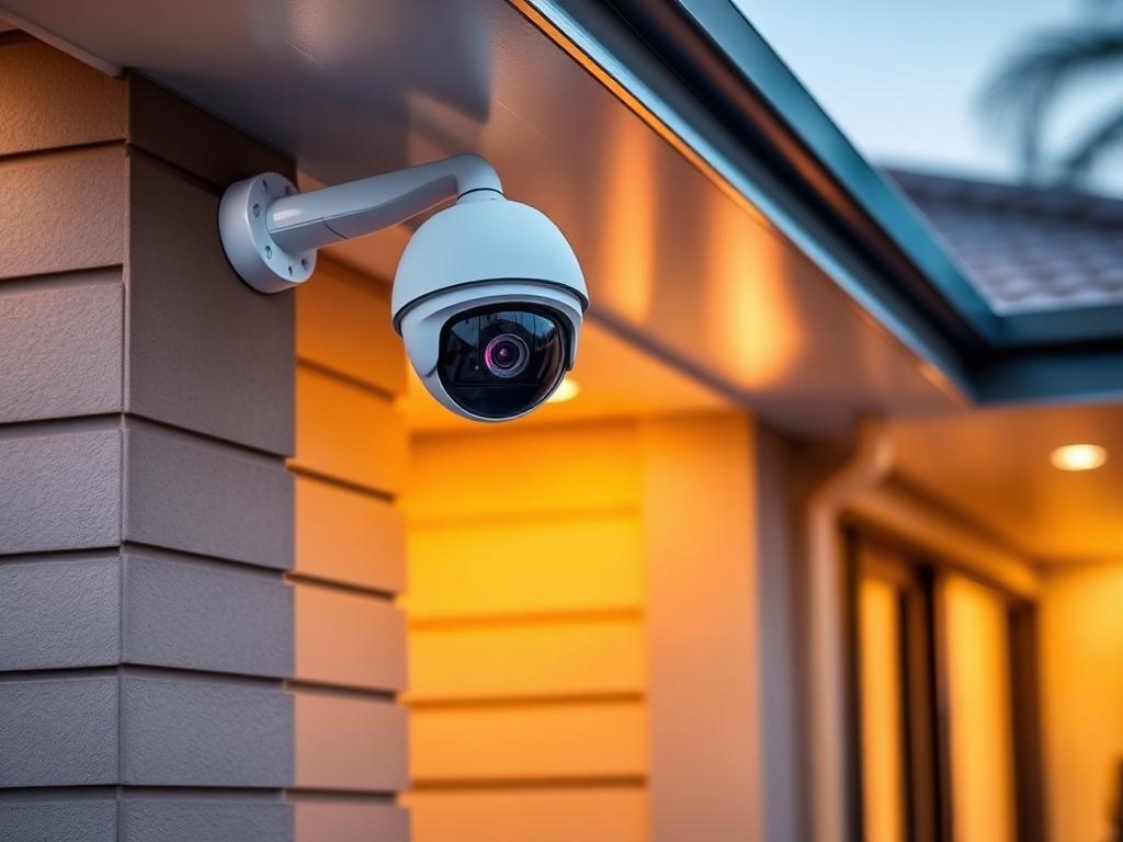 CCTV dome camera installed under the eave of a Queensland home