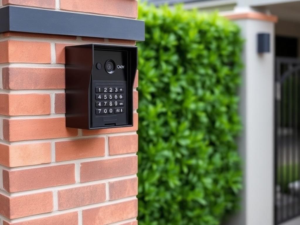 Video intercom access control unit on a brick gate pillar